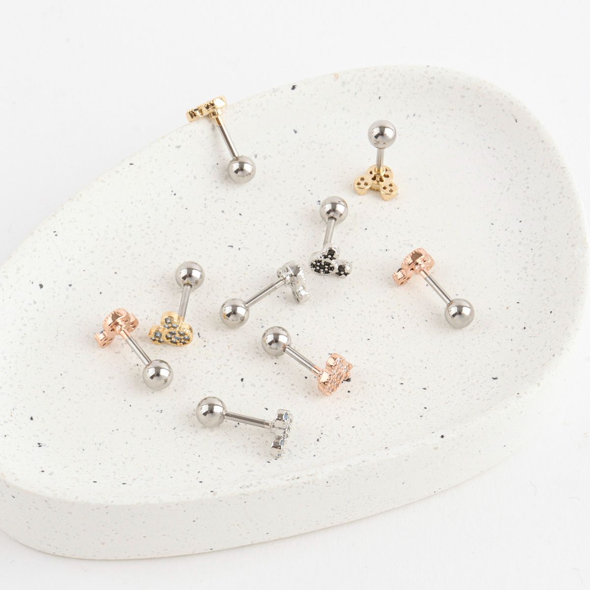 Tiny Mickey Mouse Cubic setting Cartilage Piercing Colorful Pushpin Forward Helix Earring Helix Piercing screw back ball ,Cartilage piercing ,Tragus Earrings