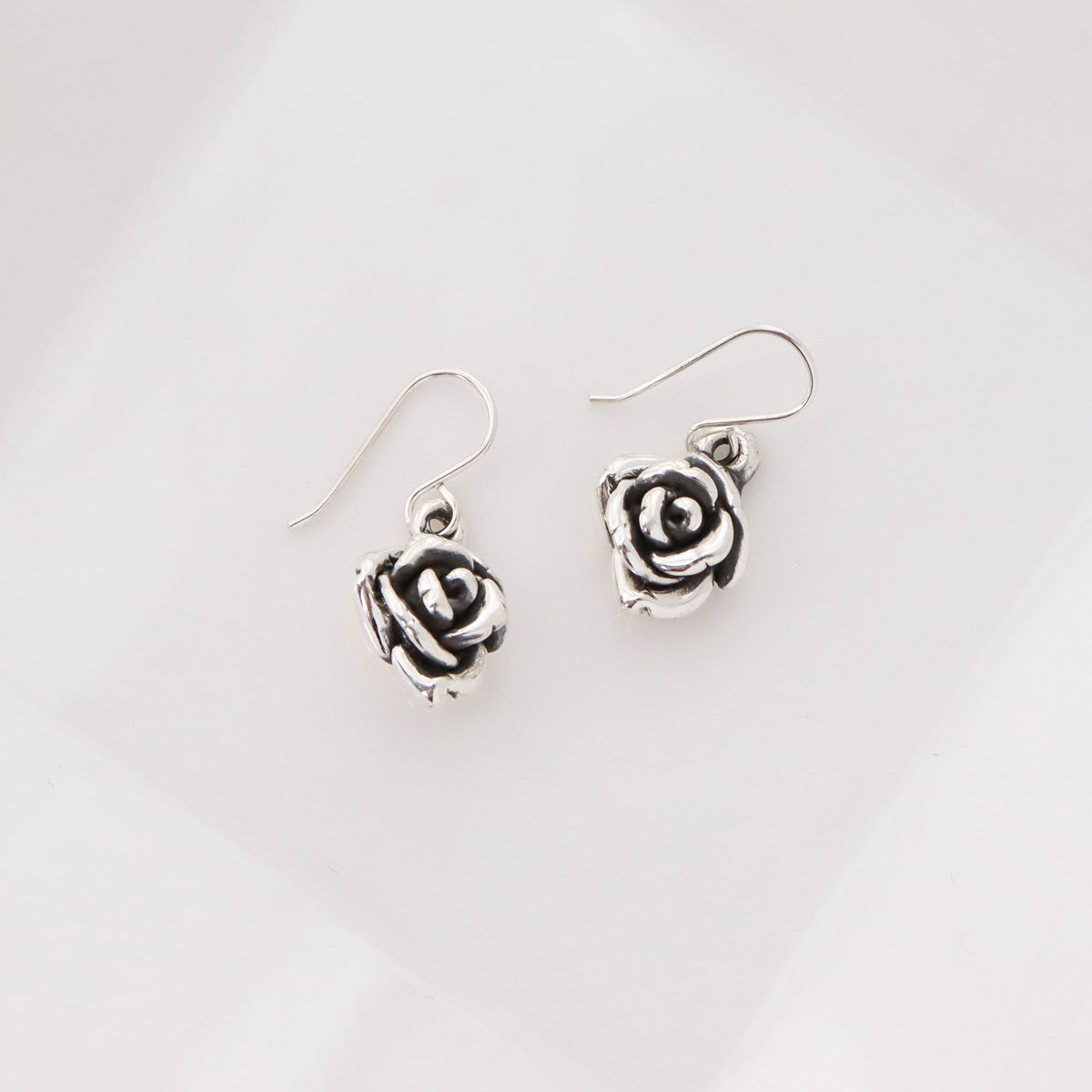 925 Sterling Silver Rose hook drop Earrings, Flower Earrings, Bridesmaid Earrings, Wedding Jewelry, Birthday Gift, Anniversary Gift