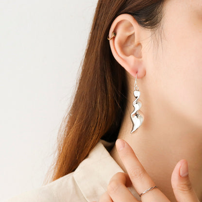 925 sterling silver Long Twisted  bar hook drop Earrings Long chandelier earrings