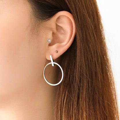 925 sterling silver Stick and Circles drop Earrings, Circle statement earrings,Large ring Earrings 2 types