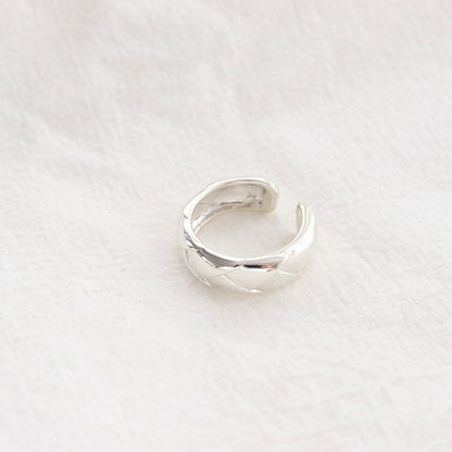 925 sterling silver bold quilting open ring ,Thick ring, statement ring, free size ring