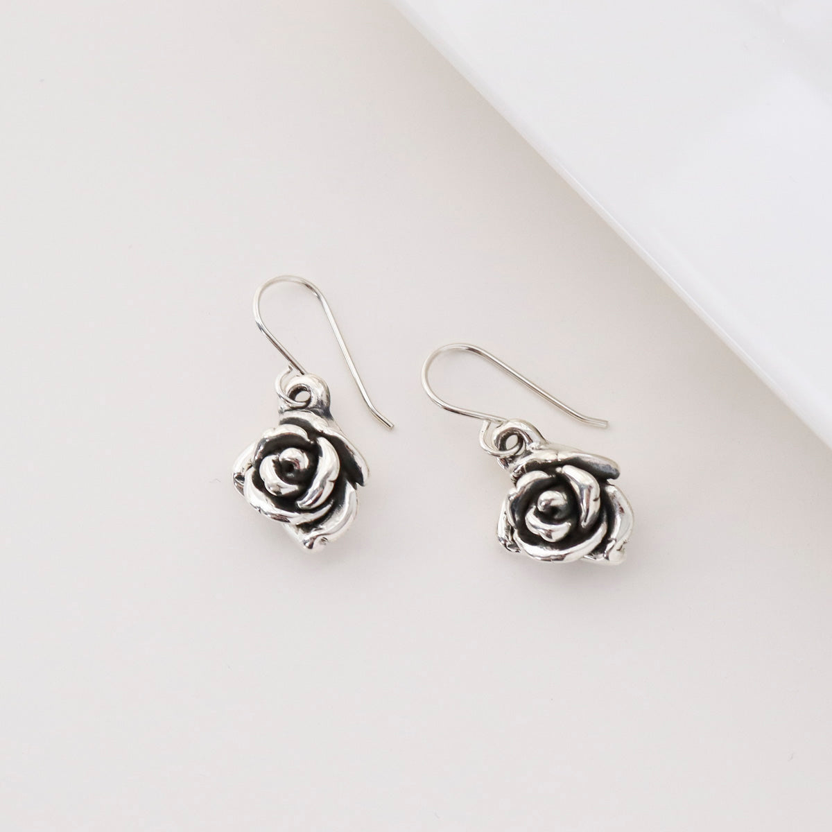 925 Sterling Silver Rose hook drop Earrings, Flower Earrings, Bridesmaid Earrings, Wedding Jewelry, Birthday Gift, Anniversary Gift