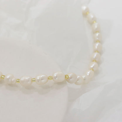 Genuine Freshwater Pearl and czech glass beads choker necklace,Pearl layered necklace ,Slightly Irregular Shape Oval Round,simple daily pearl necklace