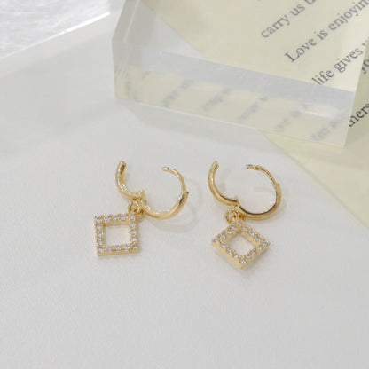 Square Cubic charm dangle Square Huggie Earrings cubic huggie hoops earrings ,huggie dangle earrings