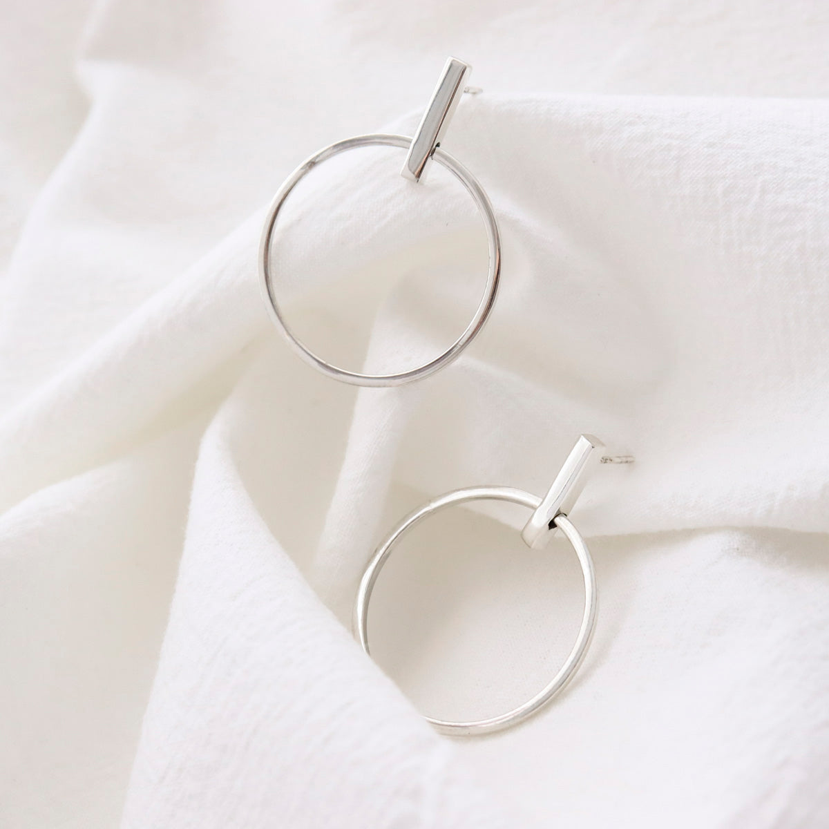 925 sterling silver Stick and Circles drop Earrings, Circle statement earrings,Large ring Earrings 2 types