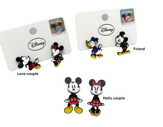 Disney-licensed Mickey Mouse and Minnie Mouse Unbalance Earrings, Disney Earrings