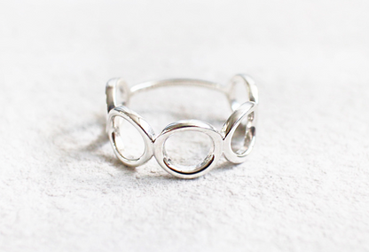 925 Sterling Silver open Circles Geomatric Statement Ring