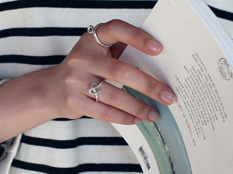 925 sterling silver Heart Knot Ring