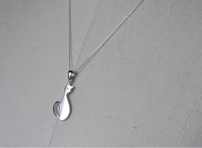 925 Sterling Silver Nero Kitty Cat Necklace