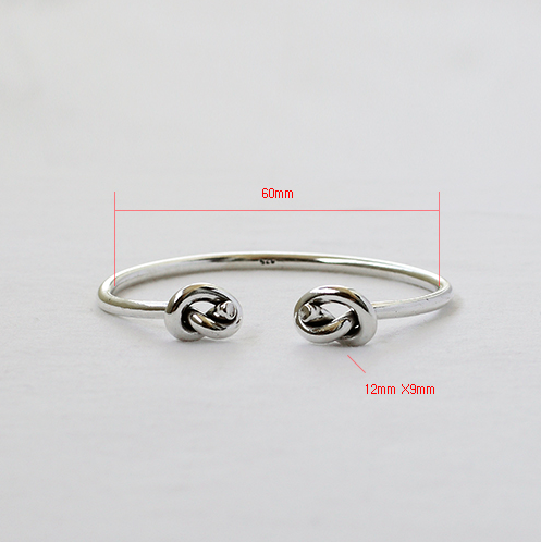 925 Sterling Silver Dual Knot Bangle Double Knot Bangle Bracelet ,Sailor Knot Cuff Bracelet