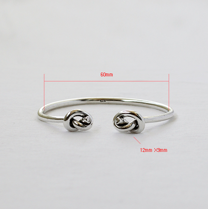 925 Sterling Silver Dual Knot Bangle Double Knot Bangle Bracelet ,Sailor Knot Cuff Bracelet