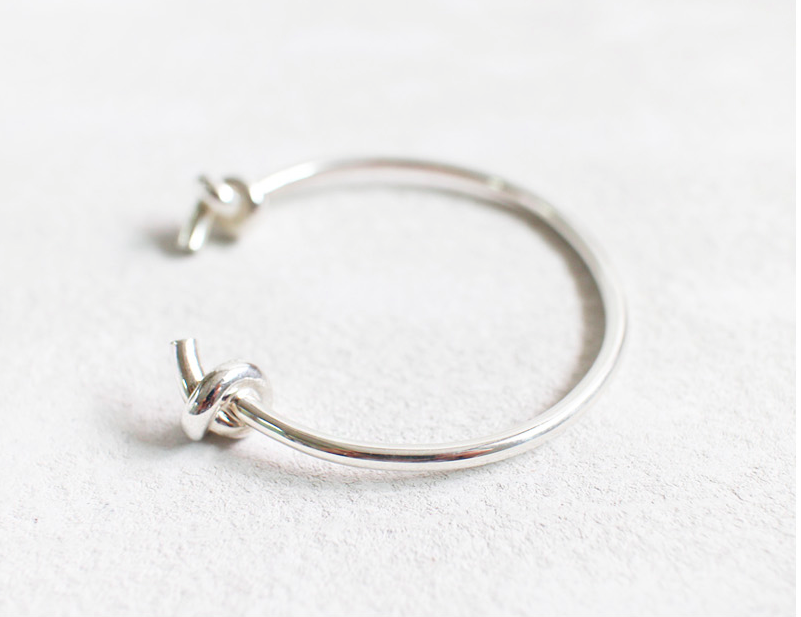 925 Sterling Silver Dual Knot Bangle Double Knot Bangle Bracelet ,Sailor Knot Cuff Bracelet