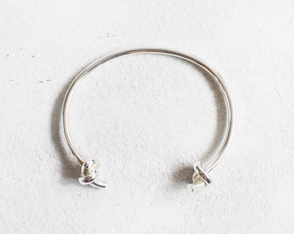 925 Sterling Silver Dual Knot Bangle Double Knot Bangle Bracelet ,Sailor Knot Cuff Bracelet