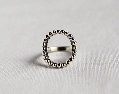 925 Sterling Silver Open Circle Dot Ring, Geometry ring