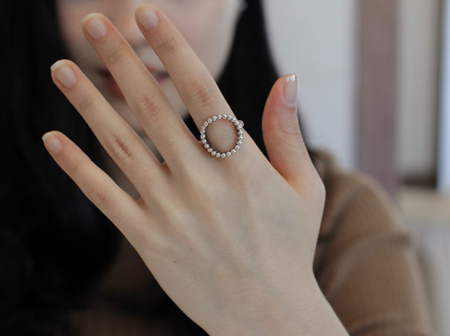 925 Sterling Silver Open Circle Dot Ring, Geometry ring