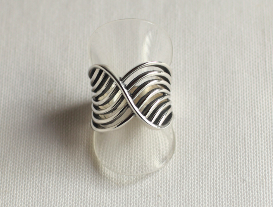 925 Sterling Silver Wide Wave Statement Ring