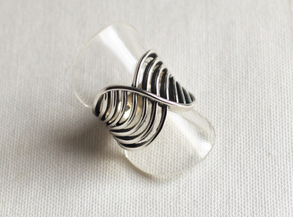 925 Sterling Silver Wide Wave Statement Ring