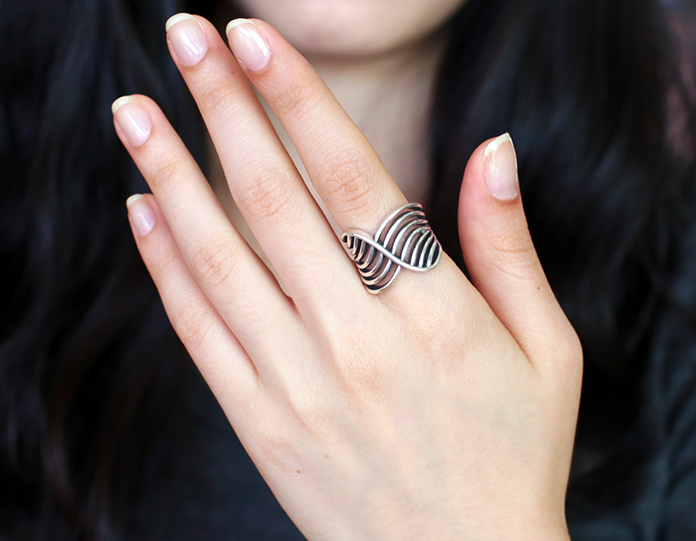 925 Sterling Silver Wide Wave Statement Ring