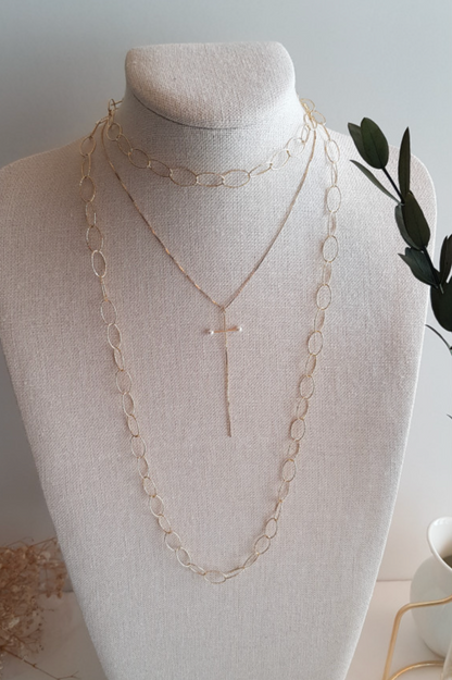 925 sterling silver long chain cross Pendent necklace detailed with Pearls ,Pearl Cross Necklace