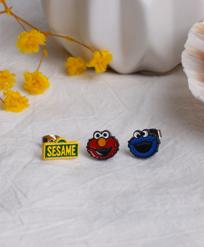 Sesame Street Stud Earrings , Monster And Elmo Earrings,Bert And Ernie earrings