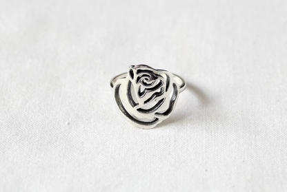 925 sterling silver Cut Out Rose flower Ring, statement ring