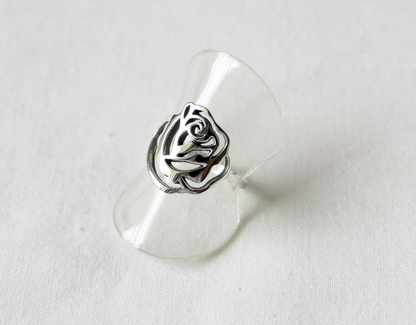 925 sterling silver Cut Out Rose flower Ring, statement ring