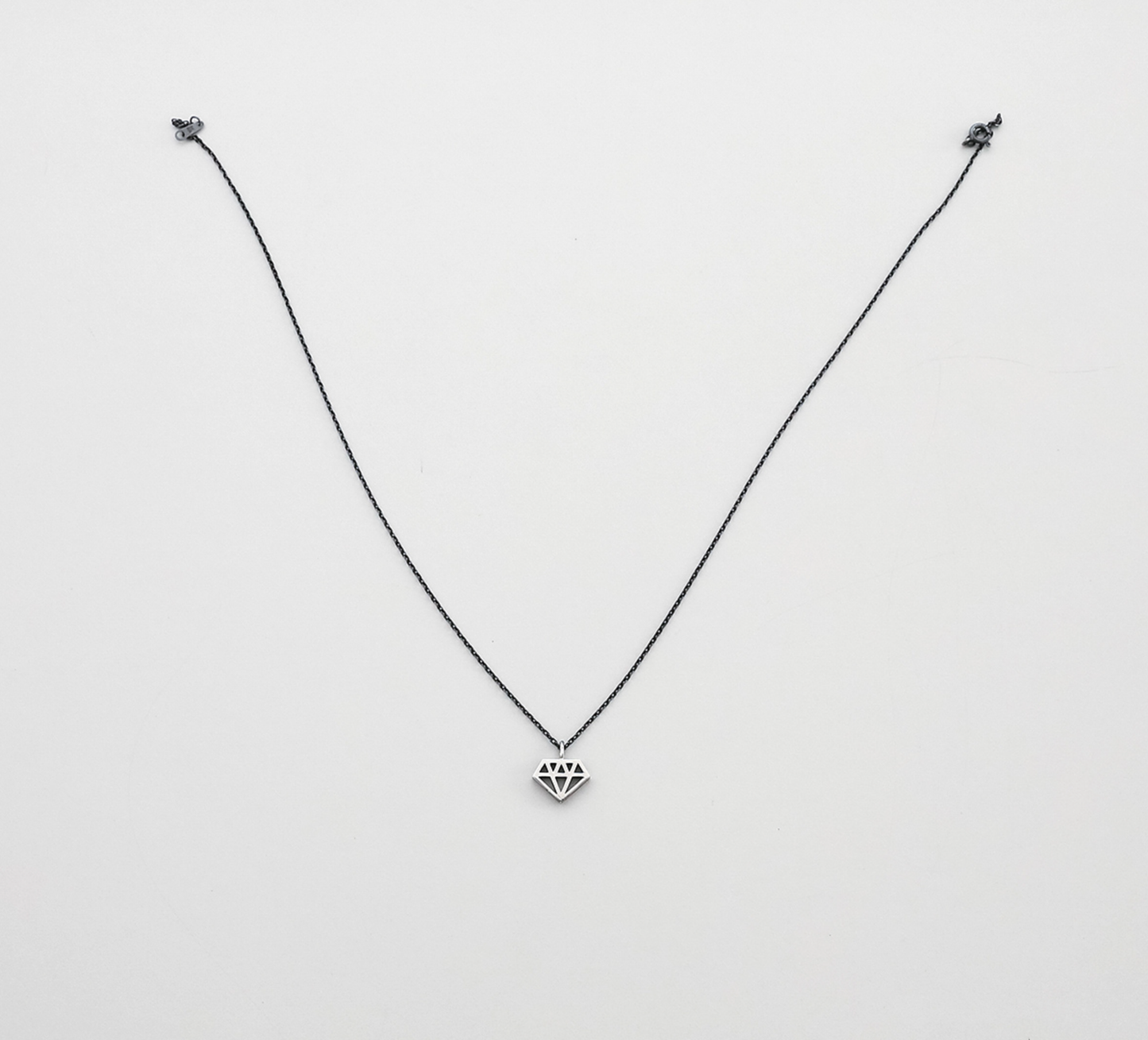 925 Sterling Silver Diamond shape cut out pendant necklace , Diamond Silhouette necklace