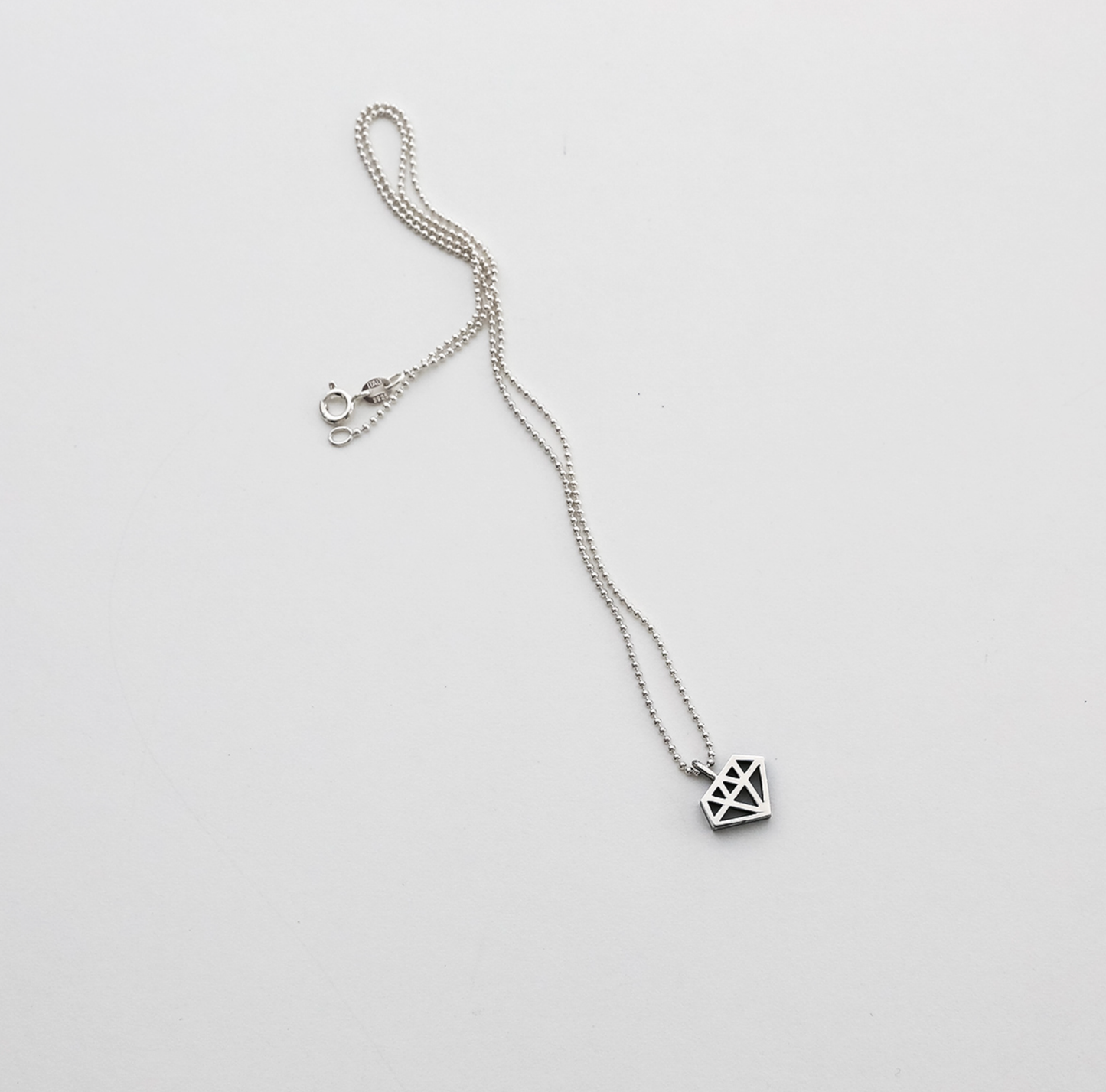 925 Sterling Silver Diamond shape cut out pendant necklace , Diamond Silhouette necklace