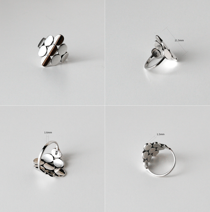 925 Sterling Silver Dot Circles Ring, Geometry ring