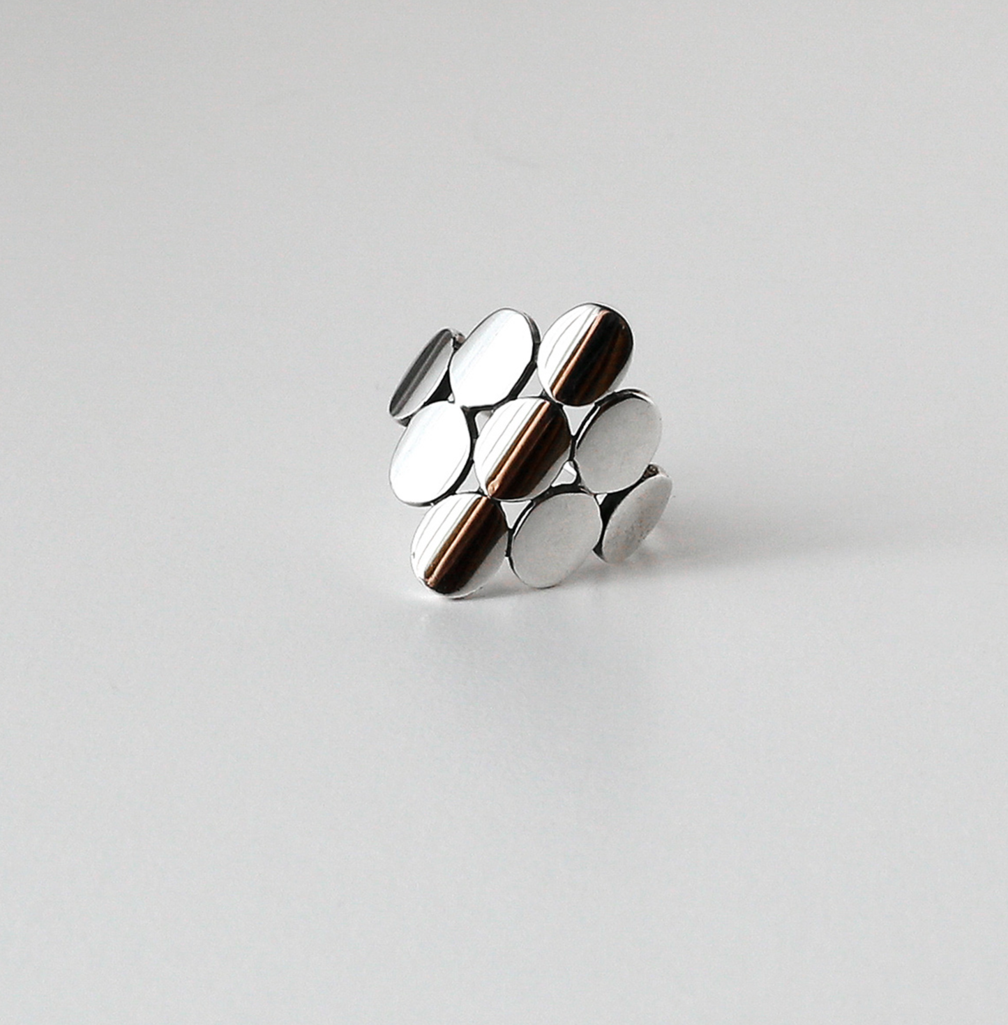 925 Sterling Silver Dot Circles Ring, Geometry ring