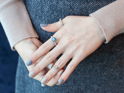 925 Sterling Silver Birthstone Stacking Rings,Stackable Birthstone Ring