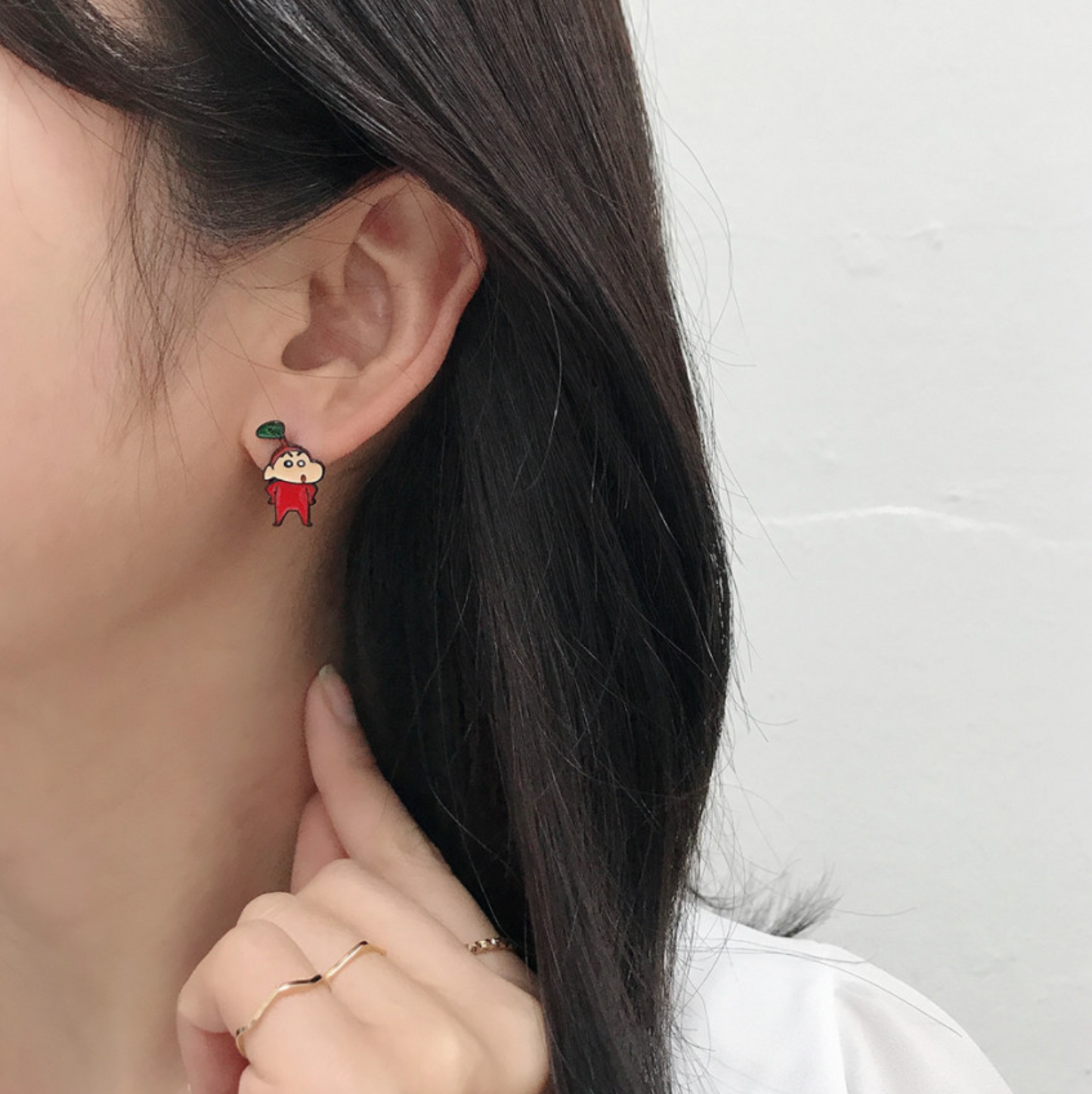 Cute Cartoon characters earrings, Crayon Shin Chan and Shiro Stud earrings