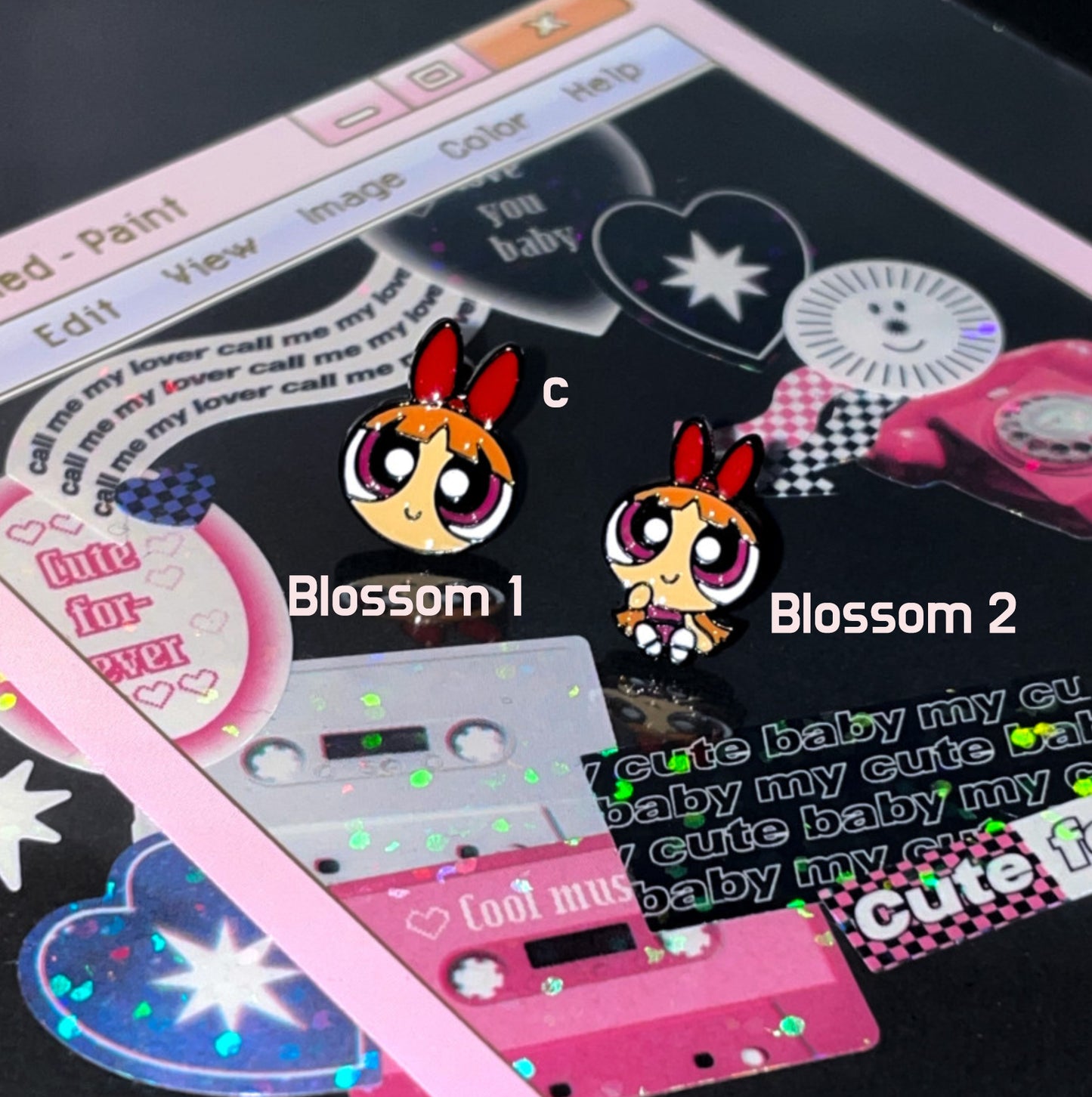 Powerpuff Girls Screwback Barbells Ear Piercing , Surgical Steel Screw Back Ear Stud ,Blossom,Bubbles,Buttercup