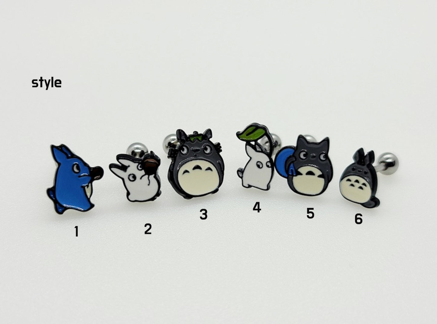 Totoro Screwback Barbells Ear Piercing ,My neighbor Totoro Surgical Steel Screw Back Ear Stud 2.