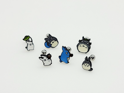 Totoro Screwback Barbells Ear Piercing ,My neighbor Totoro Surgical Steel Screw Back Ear Stud 2.