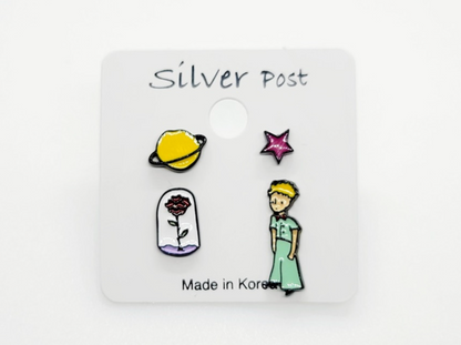 The Little Prince's Beautiful earrings set of 4 character Stud earrings