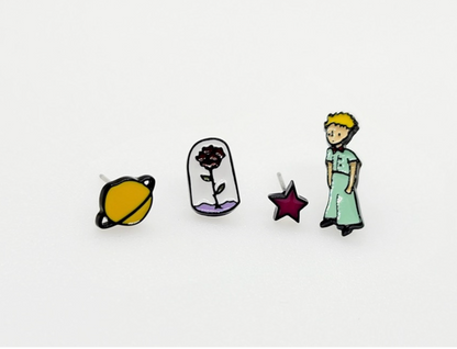 The Little Prince's Beautiful earrings set of 4 character Stud earrings