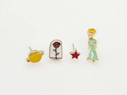 The Little Prince's Beautiful earrings set of 4 character Stud earrings