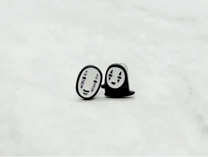 Ghibli Studio Spirited Away, No-Face earrings, Kaonash, Susuwatari  Screwback Barbells Ear Piercing ,My neighbor Totoro Surgical Steel Screw Back Ear Stud