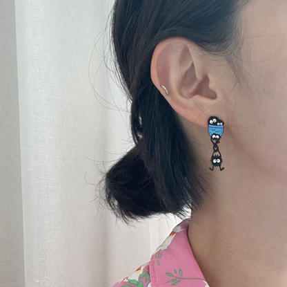 Spirited Away earrings ,Susuwatari drop Earrings  My neighbor Totoro stud earrings