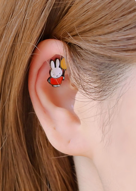 Cute Miffy rabbit characters Screwback screw back ball, Barbells Ear Piercing ,Surgical Steel Screw Back Ear Stud,Cartilage earrings