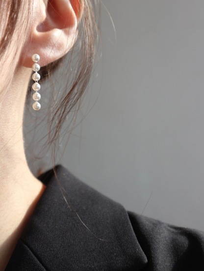 925 silver Long Pearls drop Earrings. Bridal Pearls Earrings, Wedding Earrings, Bridesmaid Earrings - Swarovski Pearl earrings