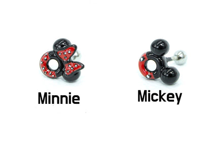Disney-licensed Mickey Mouse Screwback screw back ball, Barbells Ear Piercing ,Surgical Steel Screw Back Ear Stud,Cartilage earrings Minnie Mouse Disney Earrings
