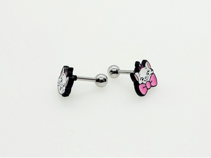 Cute Disney characters Marie cat, Dumbo crew back Barbells Ear Piercing, Surgical Steel cartilage stud, helix stud, tragus conch