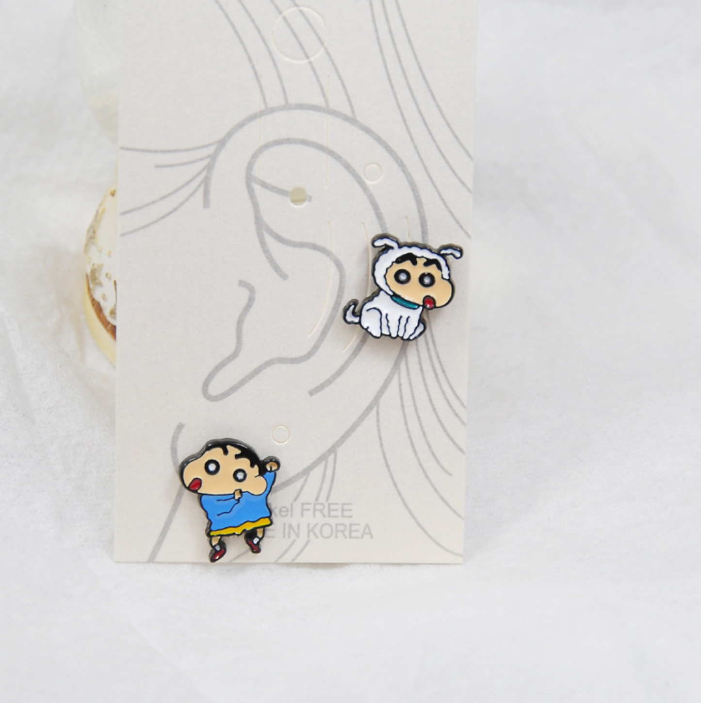 Cute Cartoon characters Kawaii Kureyon Shin Chan and Shiro Screwback screw back ball, Barbells Ear Piercing ,Surgical Steel Screw Back Ear Stud, Cartilage earrings