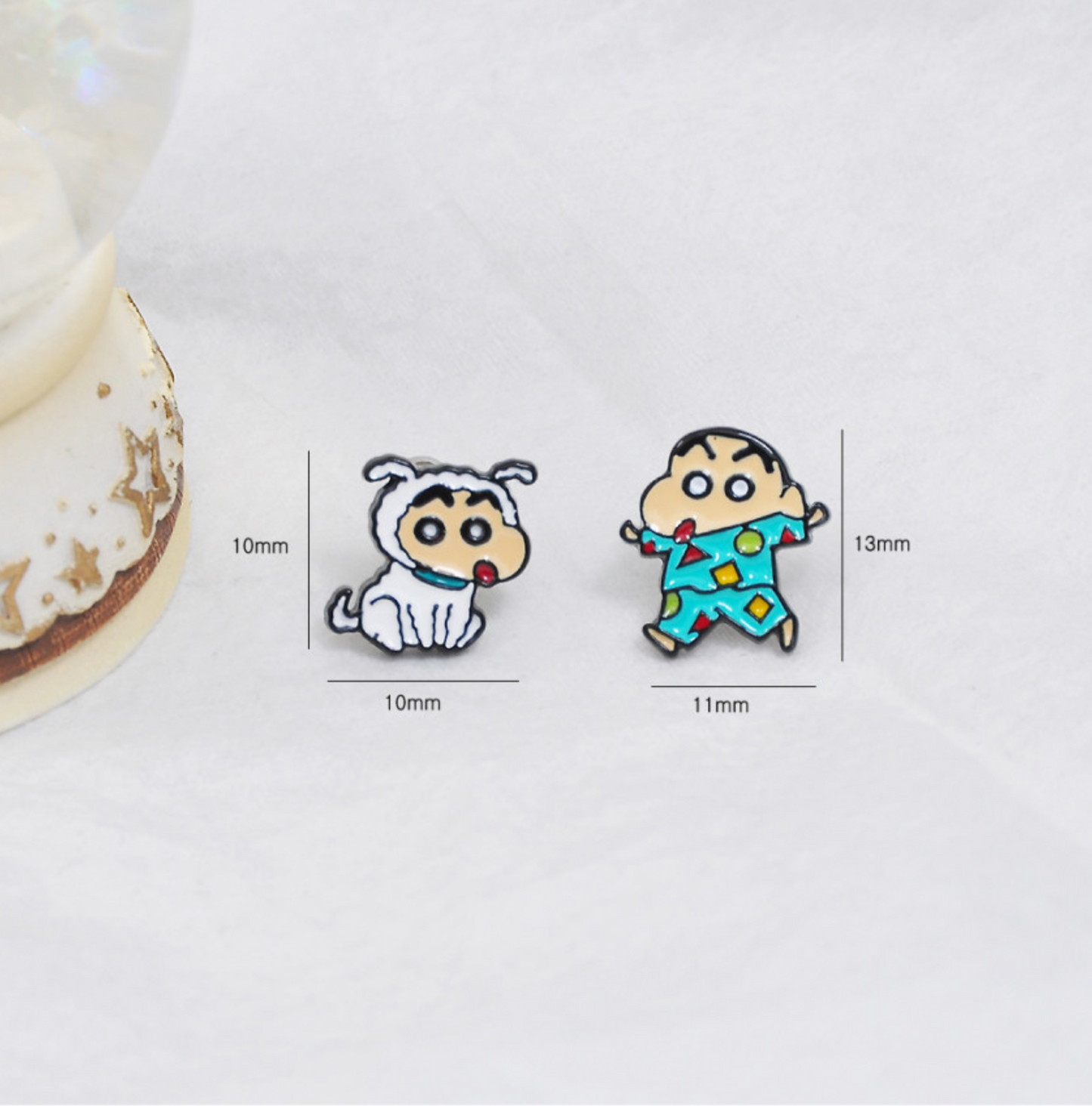 Cute Cartoon characters Kawaii Kureyon Shin Chan and Shiro Screwback screw back ball, Barbells Ear Piercing ,Surgical Steel Screw Back Ear Stud, Cartilage earrings