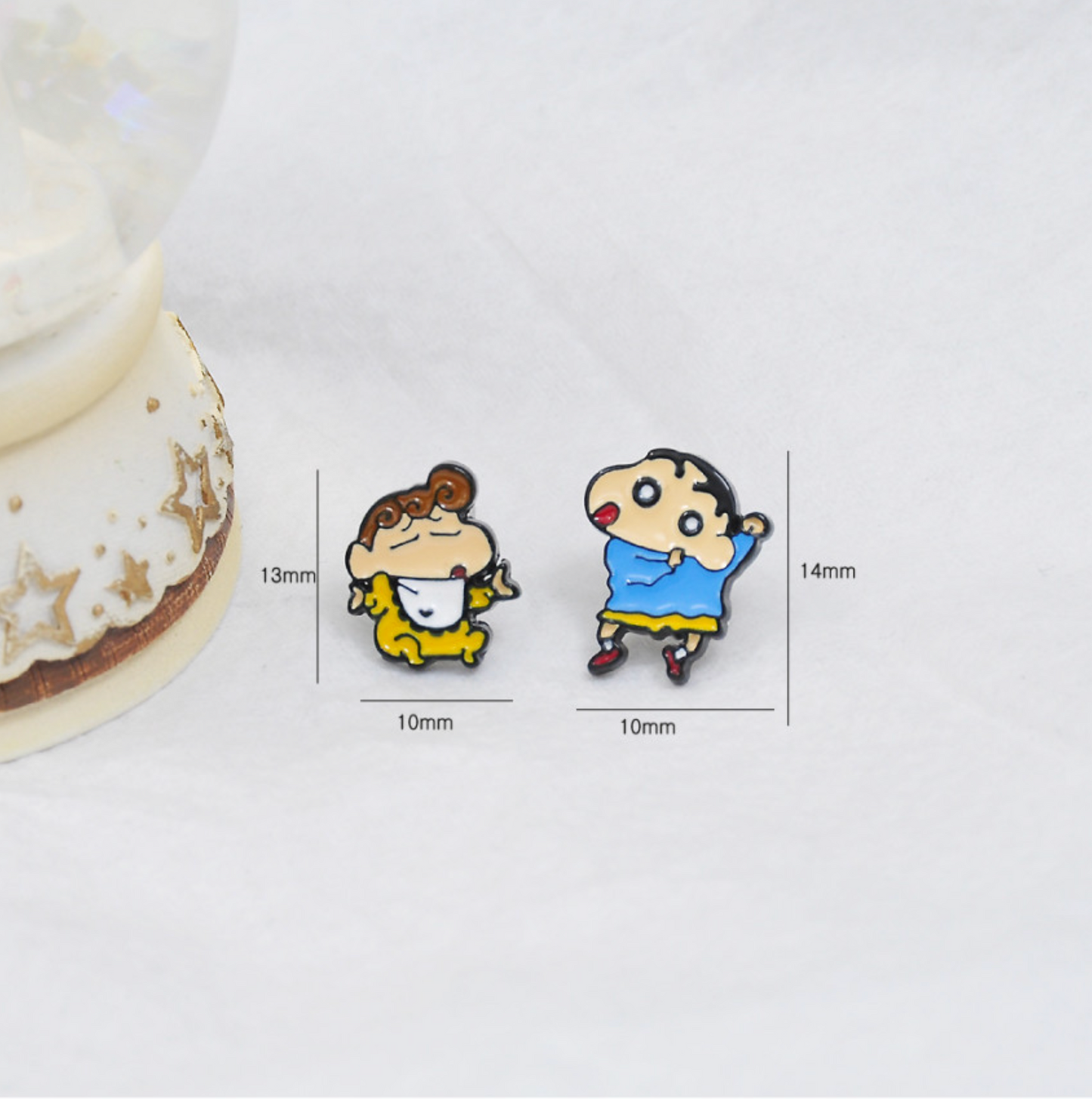 Cute Cartoon characters Kawaii Kureyon Shin Chan and Shiro Screwback screw back ball, Barbells Ear Piercing ,Surgical Steel Screw Back Ear Stud, Cartilage earrings