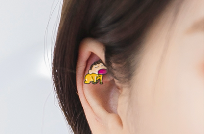 Cute Cartoon characters Kawaii Kureyon Shin Chan and Shiro Screwback screw back ball, Barbells Ear Piercing ,Surgical Steel Screw Back Ear Stud, Cartilage earrings