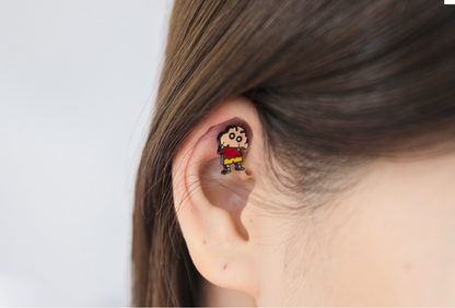 Cute Cartoon characters Kawaii Kureyon Shin Chan and Shiro Screwback screw back ball, Barbells Ear Piercing ,Surgical Steel Screw Back Ear Stud, Cartilage earrings