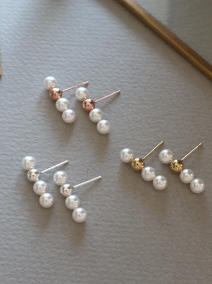 925 Sterling Silver Swarovski pearls drop Earrings, Pearls Drop line earrings